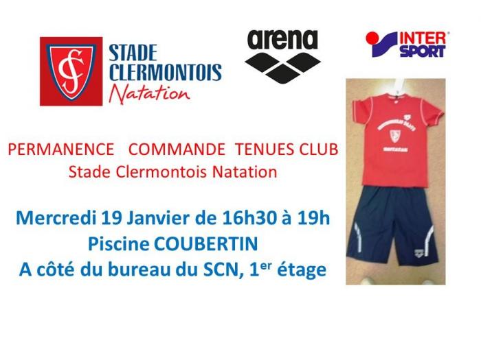 Affiche permanence commande tenues club19janv